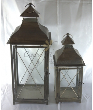 Lanterna S/2 vetro/metallo Rusty NOLEGGIO
